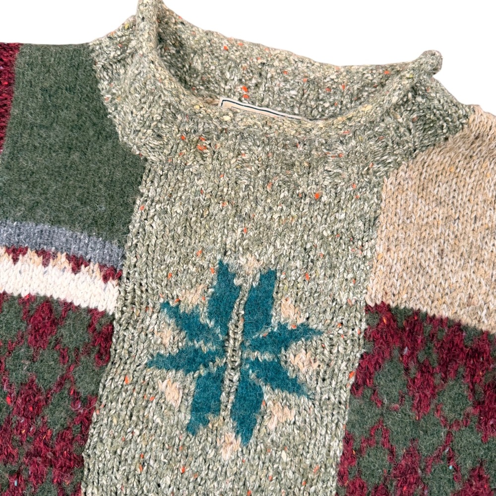 American Eagle Patchwork Handknit Sweater Sml Chu… - image 2